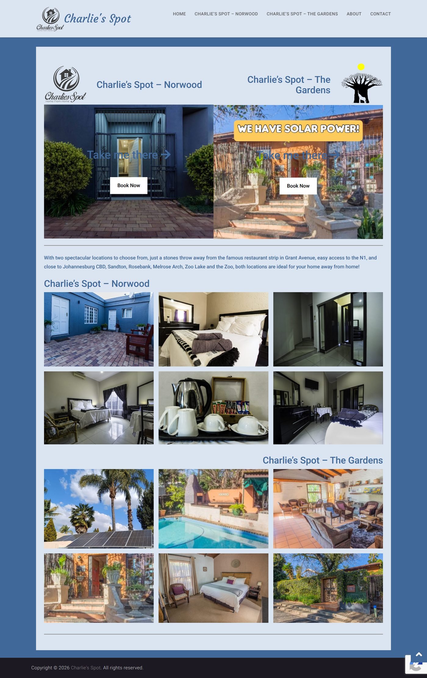 Charlie's Spot guest house website